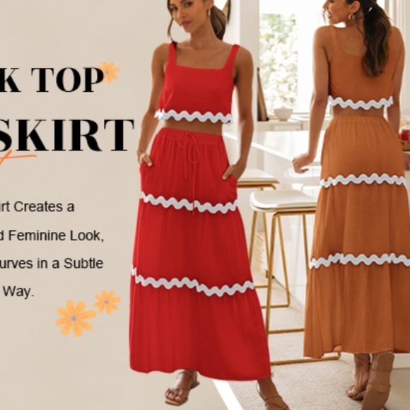 PrettyGarden Other - NWT PRETTYGARDEN Women's Outfit Cropped Tank Top High Waisted Maxi Skirt Set S